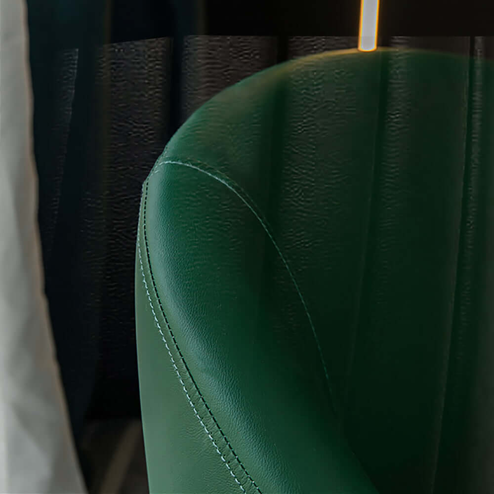 Contemporary green arm chair with houndstooth pattern and linen fabric