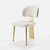 White Upholstered Dining Chair (Set of 2) Modern Armless Side Chair Curved Back