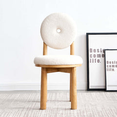 Contemporary white boucle upholstered dining side chair