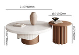 2Piece Round Wood Coffee Table Set with Fluted Base in White & Walnut