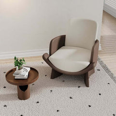 Contemporary Brown and Beige Faux Leather Armchair for Living Room