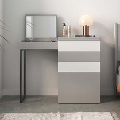 Foldable dressing table with stool and hidden drawer, providing a space-saving solution for your makeup routines