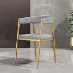 Gray Modern Dining Chair with Velvet Upholstery and Gold Legs for Elegant Home Decor