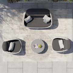 Outdoor Sofa Set with Faux Marble Top Coffee Table - Modern furniture for outdoor lounging