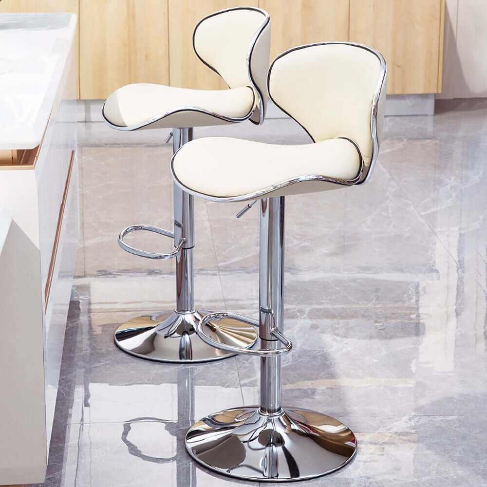 30.3" bar height stool in white PU leather - elegant and practical addition to any bar