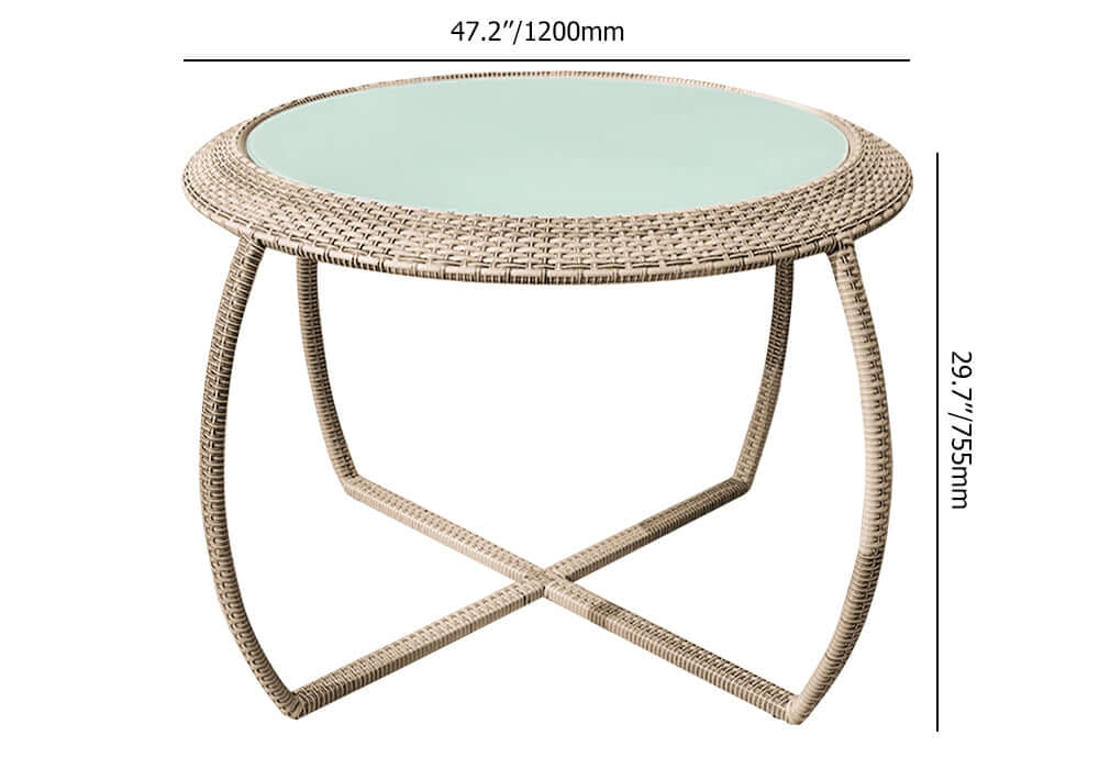 5 piece farmhouse rattan dining set in gray