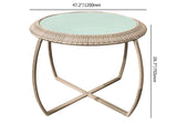 5 Pieces Farmhouse Rattan Outdoor Dining Set with Tempered Glass Table and Chair in Gray