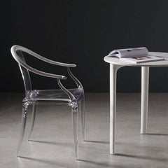 Elegant clear dining chair with a modern, minimalist appeal