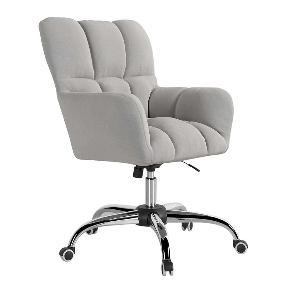 Sleek cotton and linen upholstered office chair with swivel and adjustable height for modern work environments