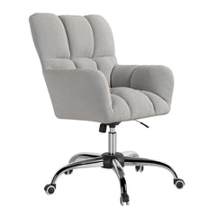 Sleek cotton and linen upholstered office chair with swivel and adjustable height for modern work environments