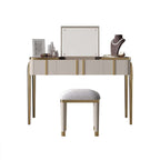 Champagne makeup vanity mirror & stool set for glamorous dressing table arrangement