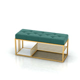 Velvet Upholstered Entryway Bench with Storage Bed Bench in Pink