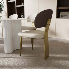 Contemporary white armless dining chairs with curved back, set of 2, upholstered modern side chairs