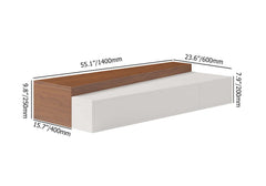 Contemporary rectangle coffee table with 2 storage compartments in white and walnut