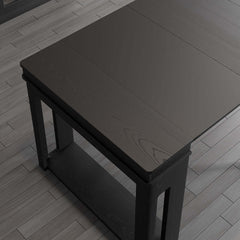 Contemporary walnut and gray dining set with extendable table, 4 chairs, and stylish storage sideboard
