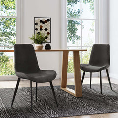 Pair of Modern Gray Upholstered Dining Chairs for Elegant and Functional Dining Area