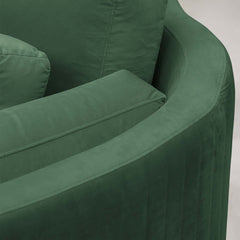 Green velvet upholstered furniture set with chair, loveseat, and sofa for contemporary living rooms