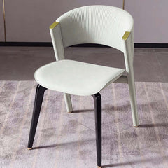 Contemporary Off White Dining Chairs Set of 2 with Faux Leather Upholstery and Curved Back