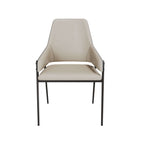 Modern Khaki PU Leather Upholstered Dining Chair Set of 2 Solid Back Comfortable Seating