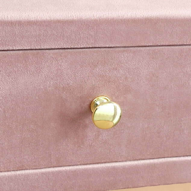 Pink Velvet Upholstered Makeup Vanity Table with Mirror Dressing Table with Stool Large - Cocochairs Pink / 49.2"L x 18.1"W x 30.7"H Pink Velvet Upholstered Makeup Vanity Table with Mirror Dressing Table with Stool Large - Cocochairs Pink / 49.2"L x 18.1"W x 30.7"H