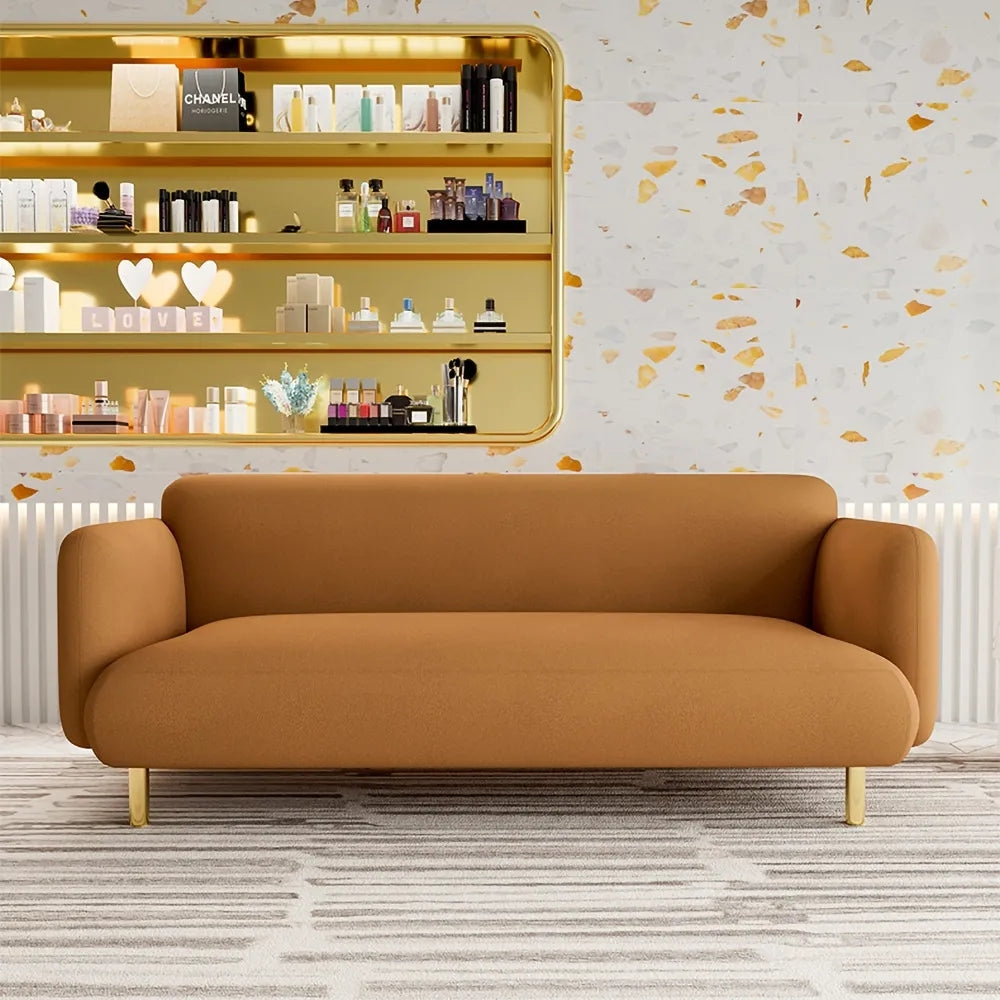 82.7" Orange Upholstered Sofa 3Seater LeathAire Modern Couch