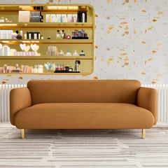 82.7 inch Orange Upholstered Sofa 3Seater LeathAire Modern Couch for Living Room Decor