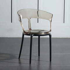 Contemporary gray dining chair with acrylic material and comfortable armrests for dining table