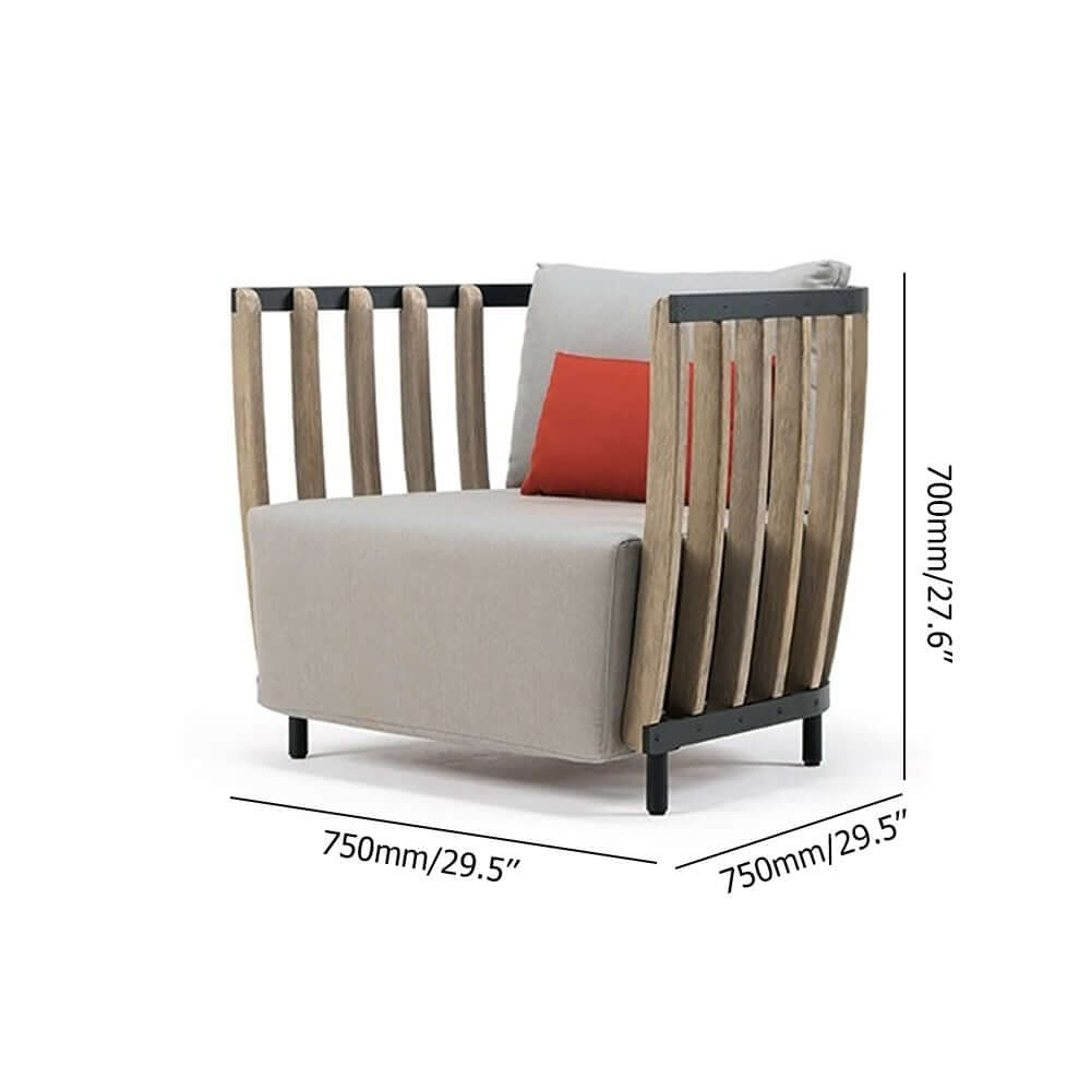 Chic Patio Barrel Chair with Sleek Ash Wood Frame and Plush Cushion Back