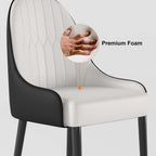 Contemporary white and orange dining chairs with metal legs, set of 2, crafted from PU leather for elegant dining decor