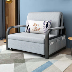 Contemporary convertible chair in gray linen fabric