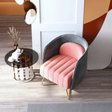 Cuddle Chair Pink & Gray Velvet Upholstered Club Chair Gold Modern Chair Accent Chair