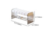 Velvet Upholstered Acrylic Entryway Bench Modern Line Bench in White Finish