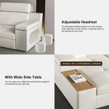 131" Sleeper Sectional Storage Sofa Pull Out Bed Headrest Adjustable with USB & Speaker