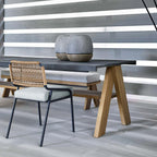 Contemporary 9-Piece Outdoor Dining Set with Marble Top & Aluminum Chairs