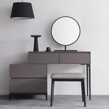 Gray Makeup Vanity Set with Side Cabinet Dressing Table with Mirror & Drawers