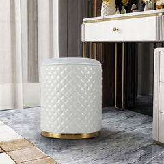 Compact Round Vanity Stool with Stylish PU Leather Upholstery