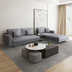 Round and square nesting coffee table set with storage and ottomans, 2-piece accent tables for living room