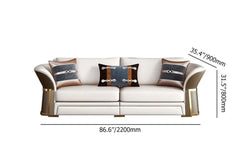 Modern Brown & White Faux Leather Living Room Sofa Set - 3-Piece Furniture Set