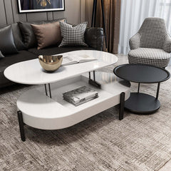 White and black lift top storage lacquer coffee table and side table set for modern living room decor