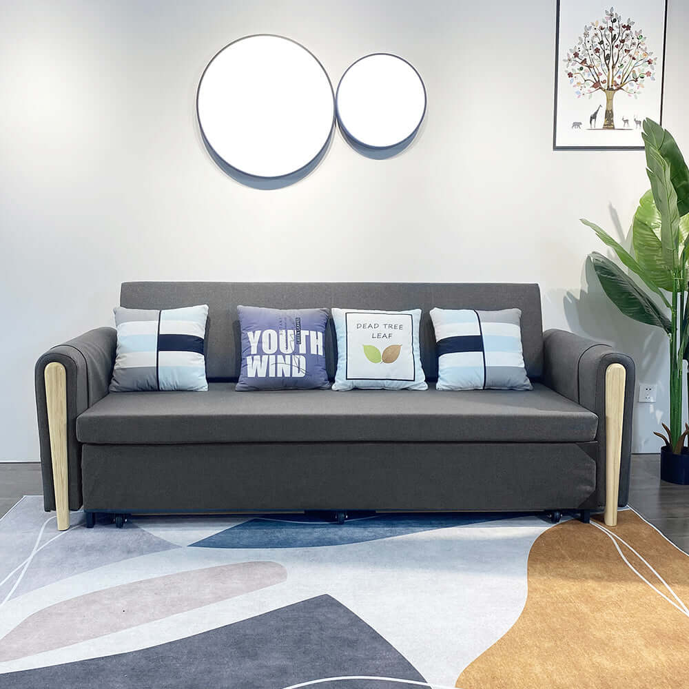 Versatile 82 inch sleeper sofa with convenient storage feature