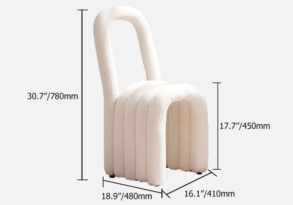 Contemporary White Boucle Sherpa Dining Side Chair Pair