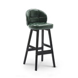Black PU Leather Counter Height Bar Stools with Back Set of 2 MidCentury Counter Stool