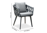 Aluminum & Rattan Outdoor Patio Dining Chair Armchair with Cushion in Gray (Set of 2)