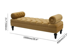 Elegant retro arm bench with plush velvet upholstery and sturdy wooden frame