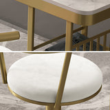 Modern Gray Bar Height Stool Adjustable & Swivel with Velvet Upholstery & Footrest