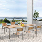 7Pieces Outdoor Dining Set with Solid Wood and Aluminum Frame for Patio