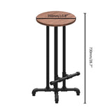 Industrial Bar Stool Bar Height Solid Wood with Footrest in Black Finsh
