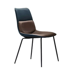 Set of 2 modern blue PU leather dining chairs with carbon steel legs