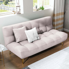 Comfortable 71 inch sleeper sofa bed in stylish pink velvet upholstery