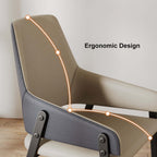 Contemporary Khaki PU Leather Dining Chairs Set of 2 Elegant Upholstery Solid Back Stylish Design